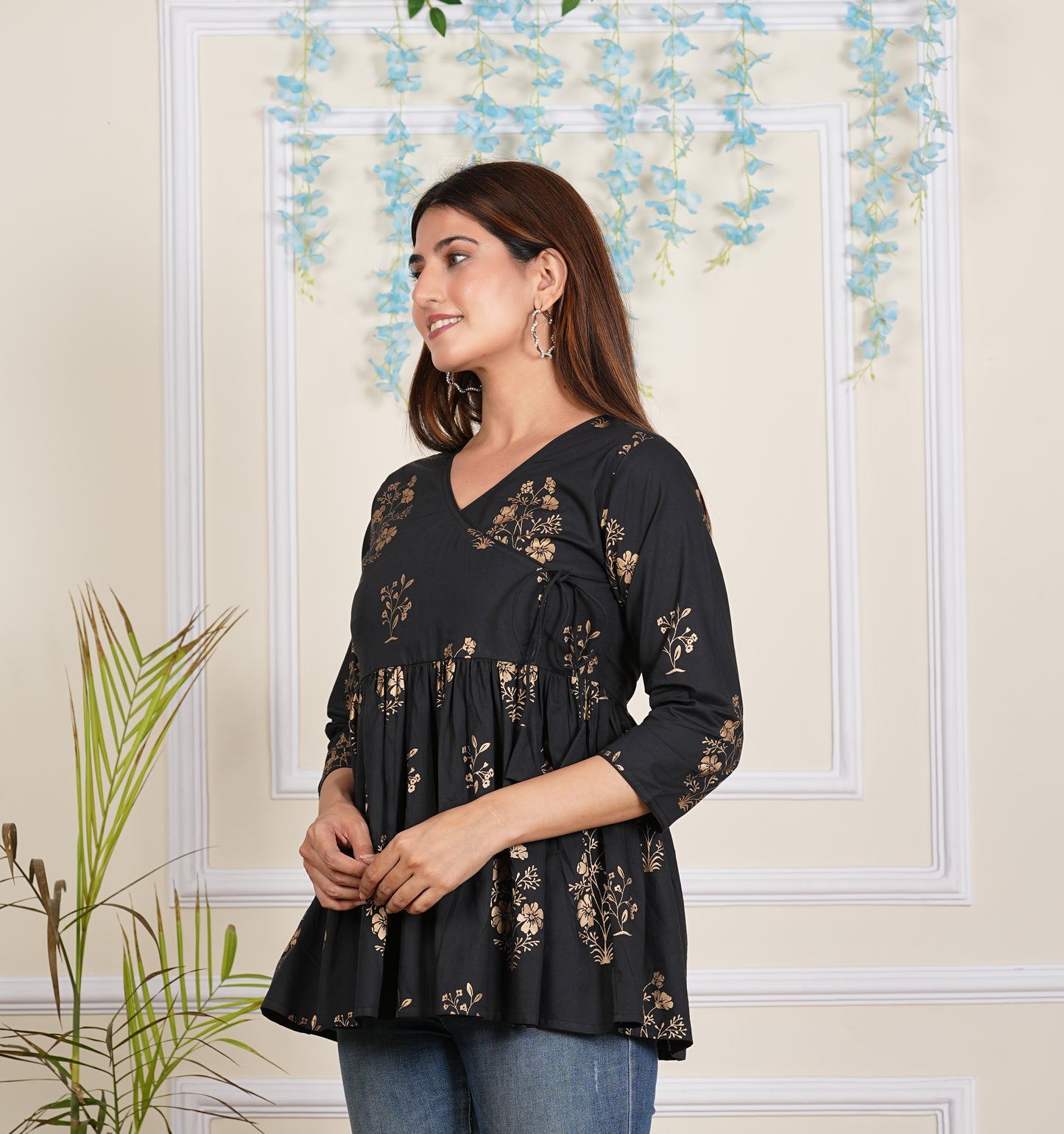 Elegant Black Cotton Tops – Available in Sizes S to 3XL