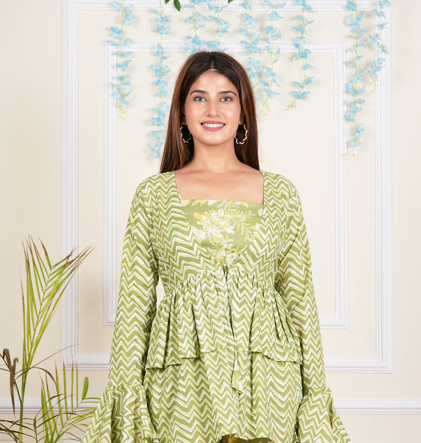 Refreshing Green Cotton Sharara/ Plazzo Set - Stylish & Comfortable