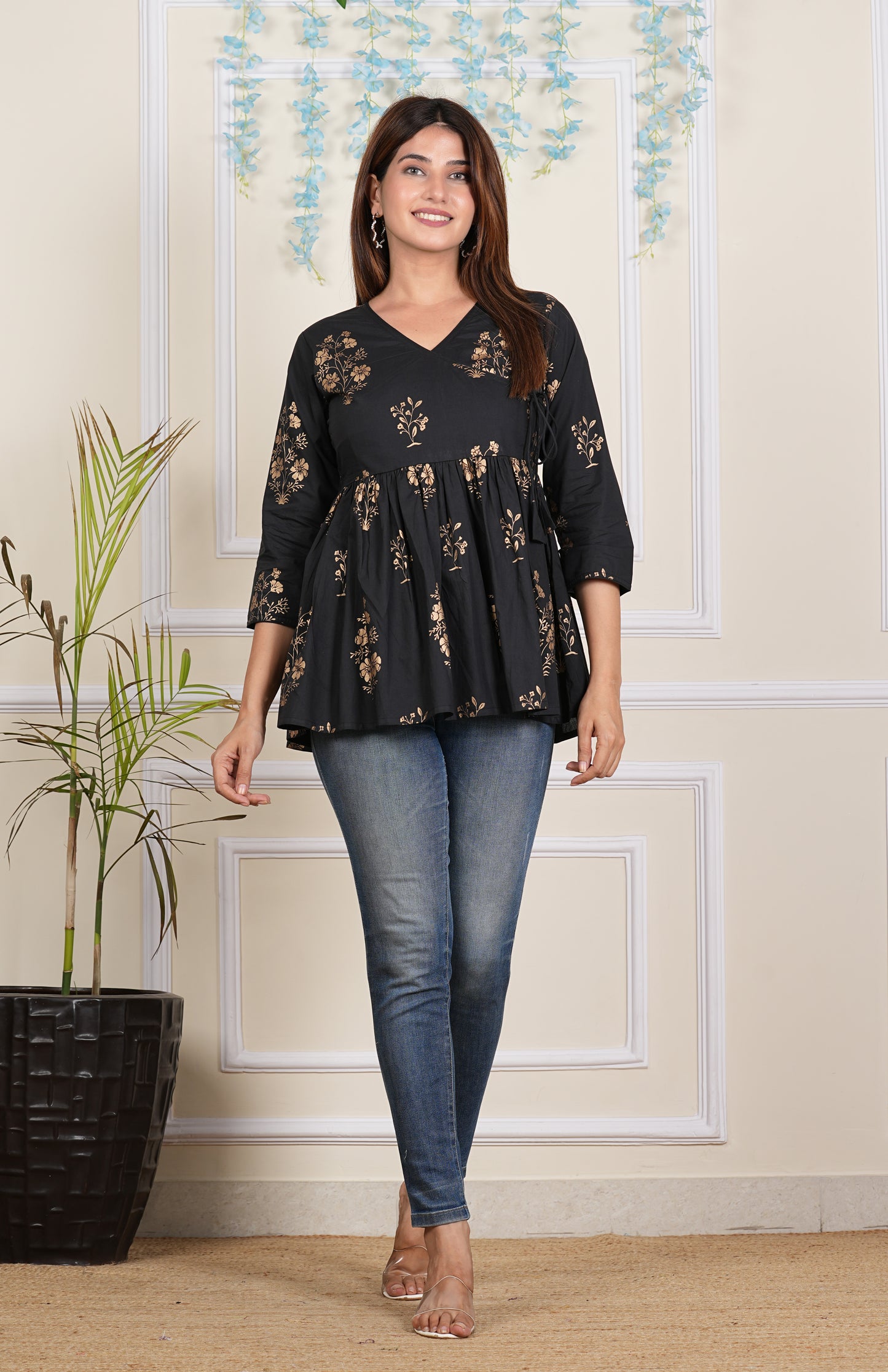 Elegant Black Cotton Tops – Available in Sizes S to 3XL