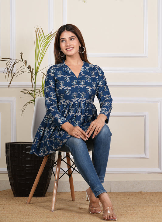 Classic Blue Cotton Tops – Available in Sizes M to 3XL