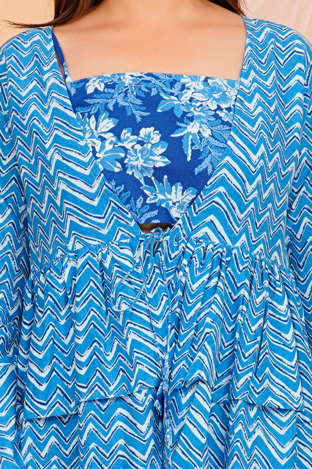 Stylish Blue Floral Cotton Sharara/ Plazzo Set