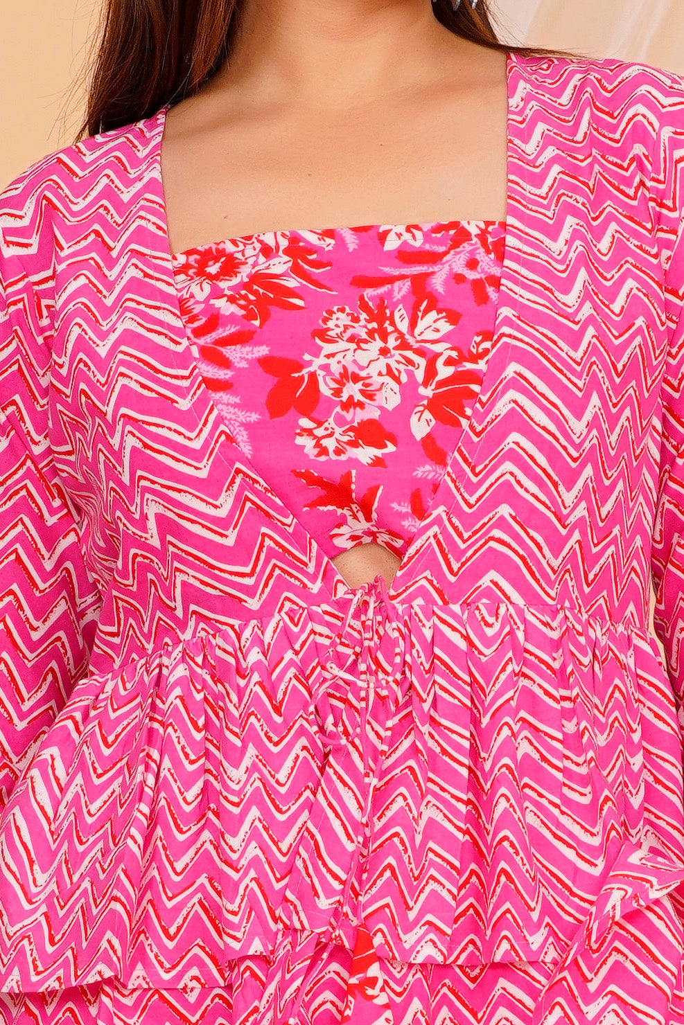 Vibrant Pink Floral Cotton Sharara/ Plazzo Set