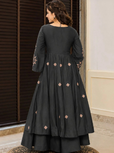 Women Ethnic Motifs Embroidered Angrakha Thread Work Kurta with Palazzos & Dupatta