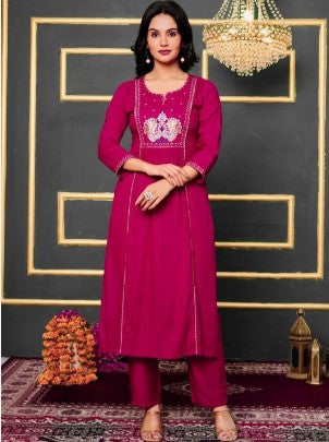 Women Ethnic Motifs Embroidered Regular Thread Work Kurta with Trousers
