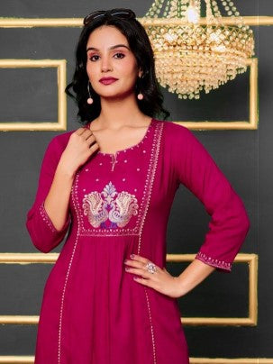 Women Ethnic Motifs Embroidered Regular Thread Work Kurta with Trousers