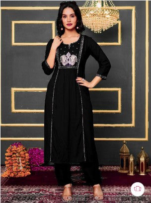 Women Ethnic Motifs Embroidered Empire Thread Work Kurta with Trousers