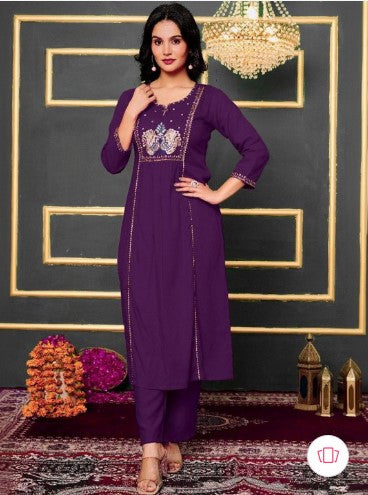Women Ethnic Motifs Embroidered Empire Thread Work Kurta with Trousers