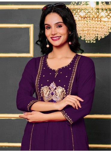 Women Ethnic Motifs Embroidered Empire Thread Work Kurta with Trousers