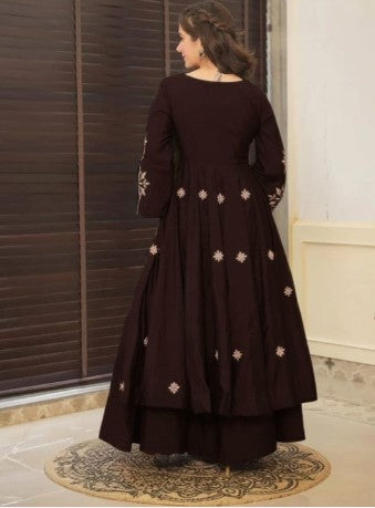 Women Ethnic Motifs Embroidered Angrakha Thread Work Kurta with Palazzos & Dupatta