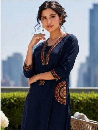 Elegant Blue Embroidered Kurta Set