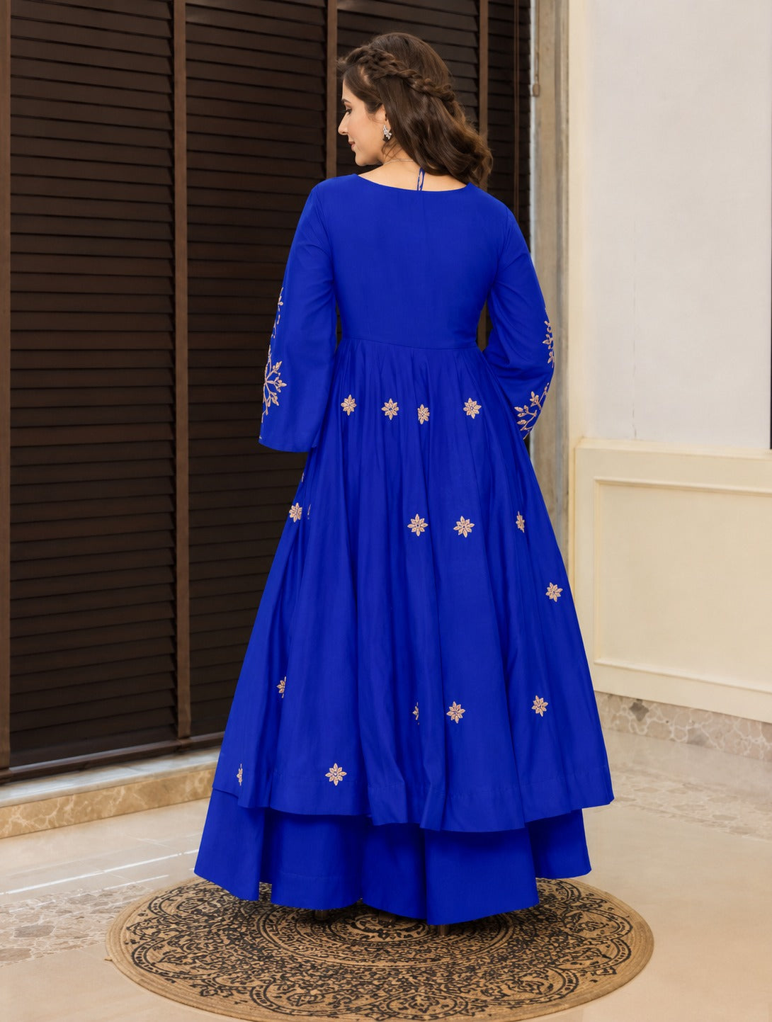 Women Ethnic Motifs Embroidered Angrakha Thread Work Kurta with Palazzos With Dupatta
